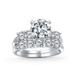 Solitaire CZ Engagement Ring Set 3.5CTW Round Side Stones Anniversary Band .925 Sterling Silver