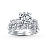 Solitaire CZ Engagement Ring Set 3.5CTW Round Side Stones Anniversary Band .925 Sterling Silver