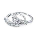 Solitaire CZ Engagement Ring Set 3.5CTW Round Side Stones Anniversary Band .925 Sterling Silver - Image 2