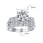 Solitaire CZ Engagement Ring Set 3.5CTW Round Side Stones Anniversary Band .925 Sterling Silver - Image 4