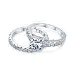 Classic 3CT Cubic Zirconia CZ Princess Cut Solitaire Engagement Ring Set Pave Band Sterling Silver - Image 3
