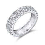 Classic Bridal Two Row Pave CZ Eternity Band Ring Sterling Silver 5MM Wide