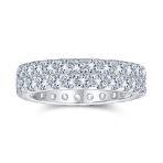 Classic Bridal Two Row Pave CZ Eternity Band Ring Sterling Silver 5MM Wide - Image 2