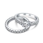 1CT Heart Shaped Engagement Ring Cubic Zirconia CZ Pave Anniversary Band .925 Sterling Silver - Image 2