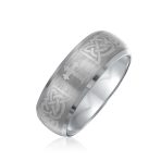 Celtic Maltase Cross Titanium Wedding Band Rings 7MM Matte Finish Comfort Fit