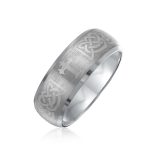 Celtic Maltase Cross Titanium Wedding Band Rings 7MM Matte Finish Comfort Fit