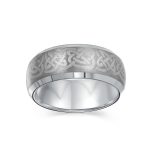 Celtic Maltase Cross Titanium Wedding Band Rings 7MM Matte Finish Comfort Fit - Image 2