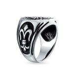 Antiqued Style Etched Black Ace of Spades Lucky Star Ring - Image 2