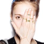 Minimalist CZ Halo Evil Eye 1MM Band Midi Ring Gold Plated Sterling Silver - Image 10
