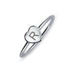 Tiny Blank Heart Shape for Initial Monogram Signet Ring .925 Sterling Silver - Image 13