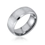Religious Ichthys Jesus Fish Titanium Wedding Band Cross Ring Matte Silver
