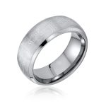 Religious Ichthys Jesus Fish Titanium Wedding Band Cross Ring Matte Silver