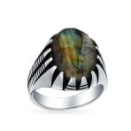 Animal Claw Large Oval Black Onyx Signet Ring Oxidized Silver Handmade In Turkey - Image 3