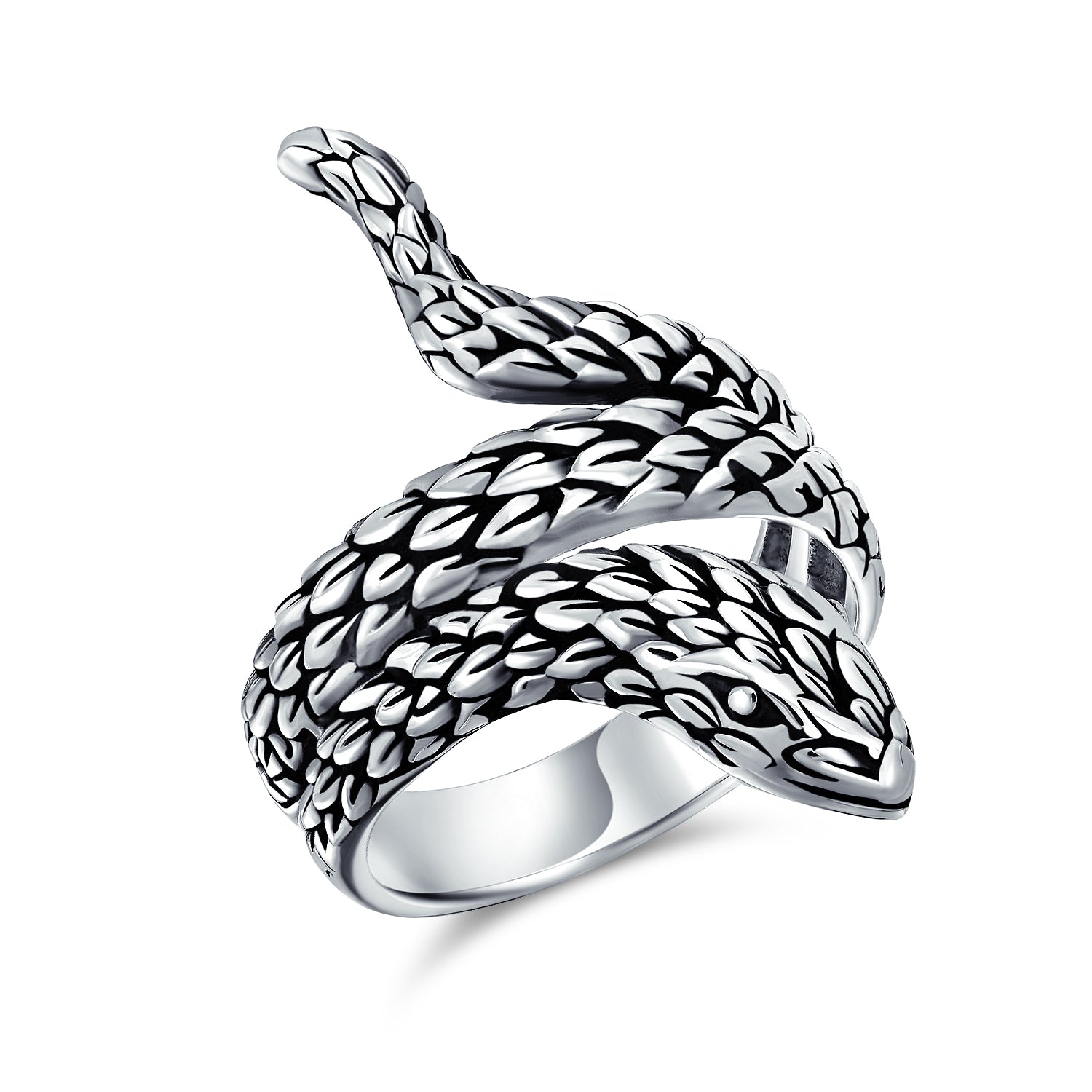 ring-mens-snake-boho-wrap_pts-mhy102_1 Boho Vintage Egyptian Wrap Snake Ring Band Oxidized Sterling Silver - Image 1
