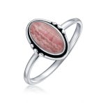 Western Boho Silver Ring with Oval Cabochon Gemstone and Thin Band - Image 6