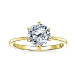 Round Solitaire 1.5CT CZ Cubic Zirconia 6-Prong Engagement Ring 1MM Band Gold Plated Sterling Silver - Image 34