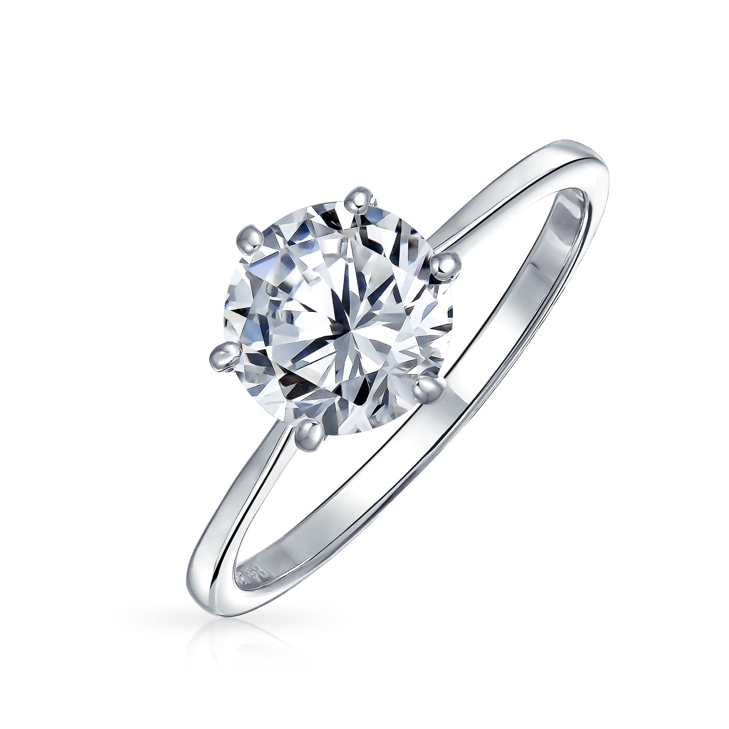 ring-round-solitaire-engagement-cz-silver_jy-lyr04549-az_1 Round Solitaire 1.5CT CZ Cubic Zirconia 6-Prong Engagement Ring 1MM Band Gold Plated Sterling Silver - Image 1