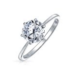 Round Solitaire 1.5CT CZ Cubic Zirconia 6-Prong Engagement Ring 1MM Band Gold Plated Sterling Silver - Image 6