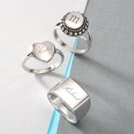 Simple Rectangle Initial Monogram Signet Ring For Men .925 Sterling Silver - Image 4