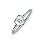 Tiny Blank Heart Shape for Initial Monogram Signet Ring .925 Sterling Silver - Image 2