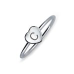 Tiny Blank Heart Shape for Initial Monogram Signet Ring .925 Sterling Silver - Image 3