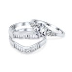2CT Round Solitaire CZ Baguette Band Statement Ring Set - Image 2