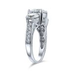 Vintage Milgrain 4 CTW Round Solitaire Three Stone CZ Engagement Ring Silver - Image 2