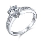 Classic 4CT CZ Round 6-Prong Solitaire Engagement Ring .925 Sterling Silver Cubic Zirconia Pave Band - Image 2