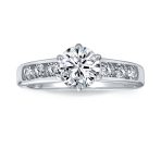 Classic 4CT CZ Round 6-Prong Solitaire Engagement Ring .925 Sterling Silver Cubic Zirconia Pave Band