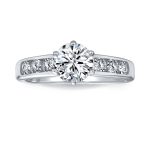 Classic 4CT CZ Round 6-Prong Solitaire Engagement Ring .925 Sterling Silver Cubic Zirconia Pave Band