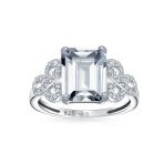 Love Knot Emerald Cut Engagement Ring 3CTW CZ Infinity Band .925 Sterling Silver
