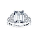 Love Knot Emerald Cut Engagement Ring 3CTW CZ Infinity Band .925 Sterling Silver