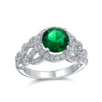 Art Deco Style 3CT Fashion Solitaire Emerald Green Cubic Zirconia Cocktail Statement Ring CZ Band