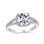 3CT CZ Solitaire Square Cushion Cut Engagement Ring Split Shank Band .925 Sterling Silver - Image 2