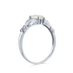 BFF Celtic Friendship Couples Promise Created Opal Claddagh Ring Sterling Silver - Image 3