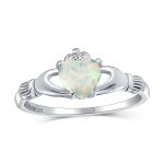 BFF Celtic Friendship Couples Promise Created Opal Claddagh Ring Sterling Silver