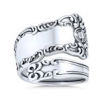 Boho Bypass Spoon Band Silver Ring Oxidized Sterling
