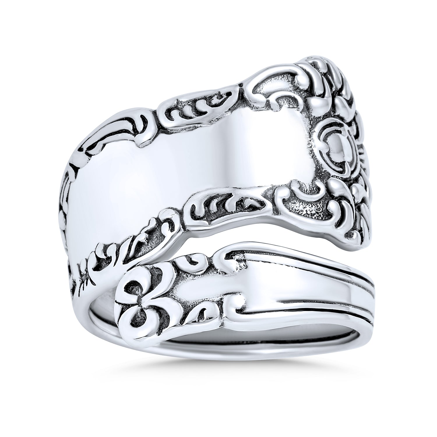 ring-silver-oxidized-cz-bypass_mma-8218-bj Boho Bypass Spoon Band Silver Ring Oxidized Sterling - Image 1