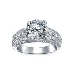 Art Deco Style 2CT Princess Cut CZ Solitaire Engagement Set & Pave Band Ring .925 Sterling Silver