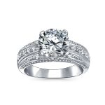 Art Deco Style 2CT Princess Cut CZ Solitaire Engagement Set & Pave Band Ring .925 Sterling Silver