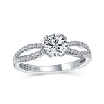 1CT Round Brilliant Cut CZ Engagement Ring Infinity Band