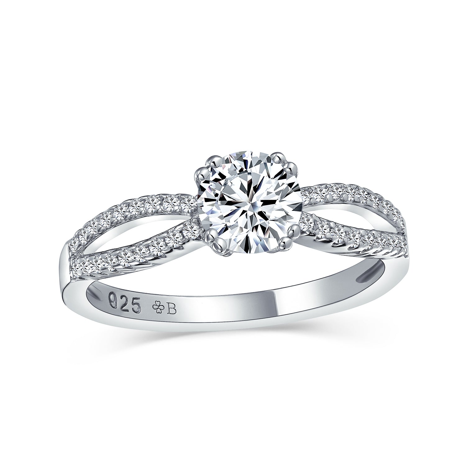 ring-silver-solitaire-engagement-1ct_eos-cer1001_1 1CT Round Brilliant Cut CZ Engagement Ring Infinity Band - Image 1