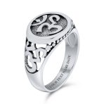 Spiritual Om Signet Ring With Devanagari Script Oxidized .925 Sterling Silver - Image 3