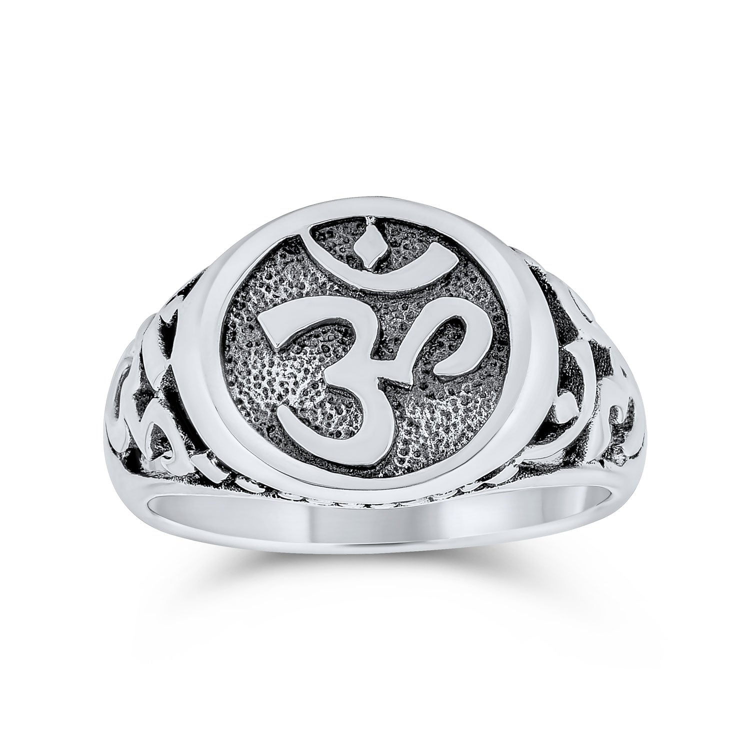 ring-silver-yogi-ohm-religious-symbol_ps-tr1658_1 Spiritual Om Signet Ring With Devanagari Script Oxidized .925 Sterling Silver - Image 1