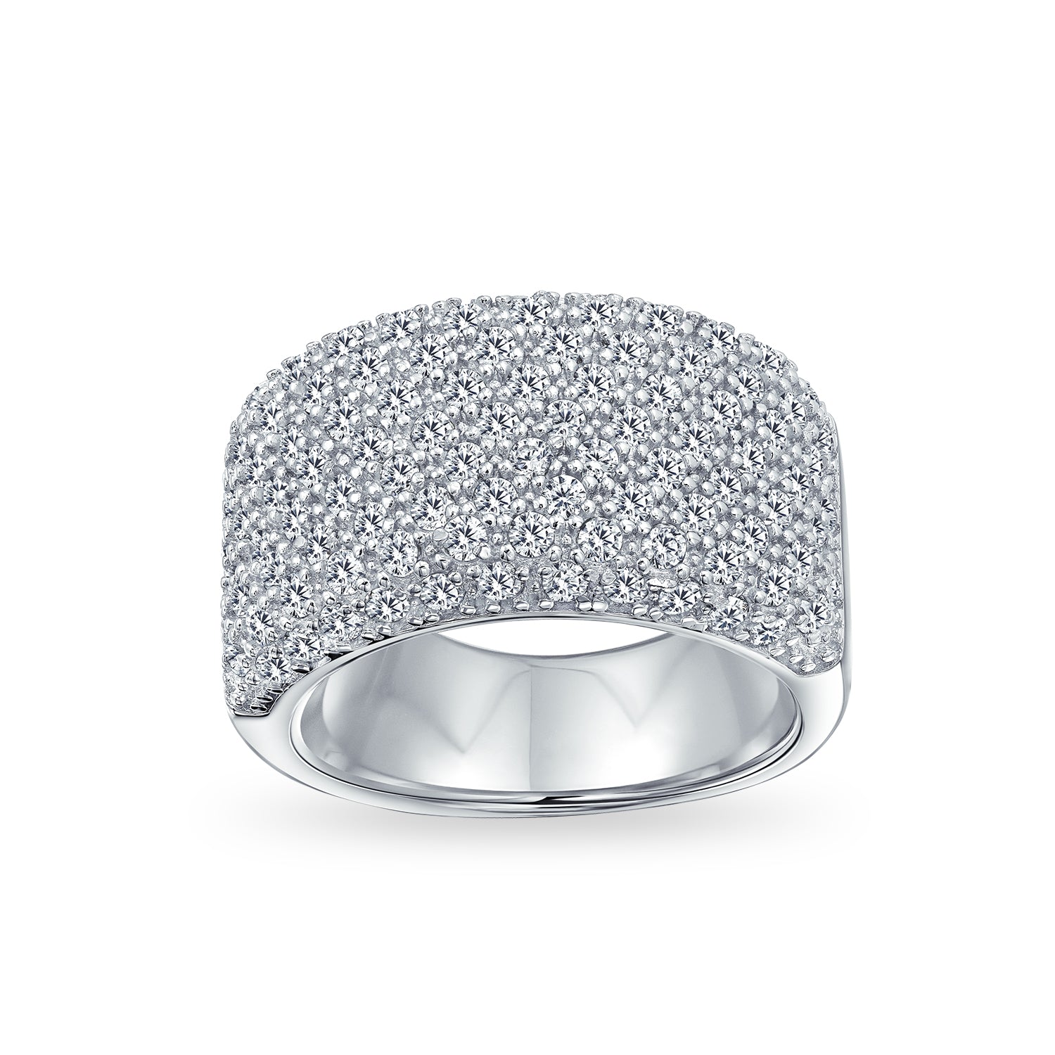 ring-wedding-silver-zirconia-anniversary_dt-lr0637_1 Micro Pave CZ Cubic Zirconia Wide 1/2 Eternity Band Ring Rose Gold Vermeil .925 Sterling Silver - Image 1