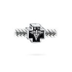 Nurse RN Caduceus Cross Charm Bead Sterling Silver for European Bracelet - Image 2