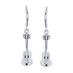 Musician Acoustic Music Lover Guitar Dangle Earrings Sterling Silver - Image 2