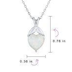 Opulence White Created Opal Solitaire Heart Pendant Necklace .925 Sterling Silver - Image 4