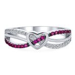 Romantic Friendship Pink CZ Infinity Heart Shape Promise Ring Cubic Zirconia .925 Sterling Silver