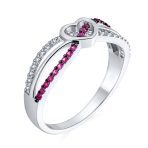 Romantic Friendship Pink CZ Infinity Heart Shape Promise Ring Cubic Zirconia .925 Sterling Silver - Image 2